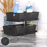 Simple Houseware 2 Tier Bathroom Organizer Tray Pull-Out Sliding Drawer/Under-Sink Storage, Black Simple Houseware