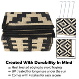 SAND MINE Reversible Mats, Plastic Straw Rug, Modern Area Rug, Large Floor Mat and Rug for Outdoors, RV, Patio, Backyard, Deck, Picnic, Beach, Trailer, Camping, Black & Beige, 6' x 9' SAND MINE
