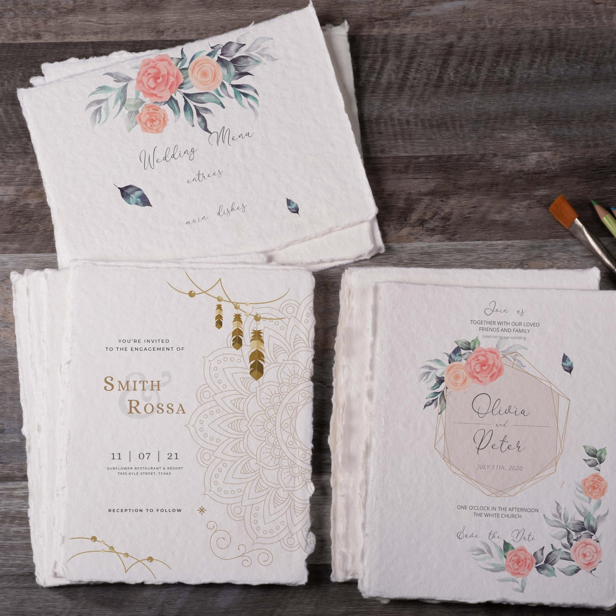 LEATHER VILLAGE Watercolor Paper, 140lb(300gsm), 6x4 Inches, 25 Sheets, Handmade Deckle Edge Paper, Textured, Mixed Media, Cold Press Pad for Calligraphy, Sketching, Crafts and Painting LEATHER VILLAGE