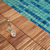 Nordic Style Teak Interlocking Tiles - Wooden Floor Tile Set for Indoor and Outdoor Use - Perfect for Sauna, Patio, Deck, Spa Floors - 10 Square Feet (12" x 12" - 9 Slat Design, Oiled Finish) NORDIC STYLE TEAK