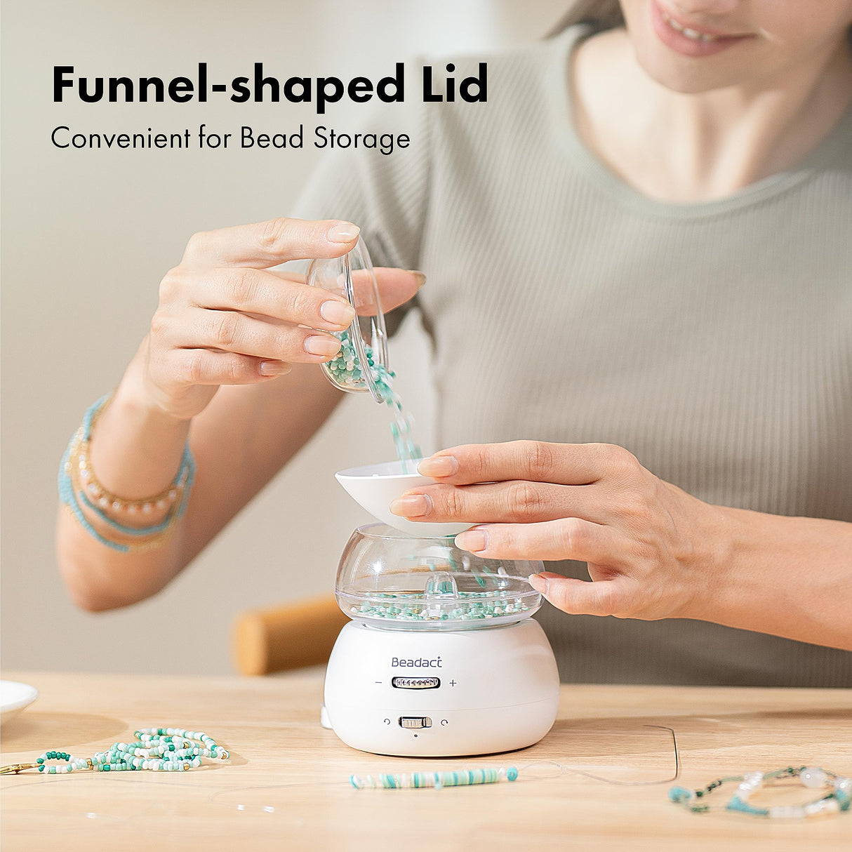 Beadact Electric Bead Spinner, Battery-Powered Clay Bead Spinner with 21000 PCS Glass Seed Beads for Friendship Bracelets Necklace Jewelry Making, Craft Gift for Girls Beadact