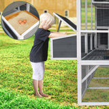 YOPTO 3-Tier Large Wooden Chicken Coop for 8-10 Chickens,Outdoor Walk-in Chicken Coop House with Run&Nesting Boxes,Hen House Poultry Pet Habitat Hutch Cage W/Pull Out Trays&Wire Fencing(95"×80"×83") YOPTO