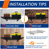 4-Pack 1.5x3FT Garage Shelving 17.7-inch-by-35.8-inch Wall Shelf Garage Storage Rack Wall Mounted Floating Shelves,Black Soywey