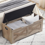 coucheta Storage Chest, Farmhouse Storage Trunk, Wooden Entryway Storage Bench with Safety Hinge and Lift-Top for Entryway, Bedroom, Living Room, Grey coucheta