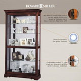 Howard Miller Dublin Curio Cabinet 680-337 – Windsor Cherry Finish Home Decor, Four Glass Shelves, Five Level Display Case with Locking Slide Door & Halogen Light Howard Miller