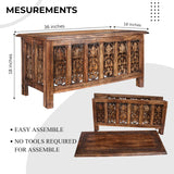 Coffee Table 36x18 Inch – Hand-Carved Solid Wood Center Table, Vintage Burnt Finish Modern Coffee Table for Living Room, Entryway Table for Magazines, Books & Plants The Wooden Town