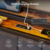 LIKIMIO Corner Twin Bed Frame with Trundle, Upholstered Storage Headboard & LED Lights, Twin Size Daybed with Charging Station, Sturdy Platform Metal Frame for Living Room, Bedroom, Guest Room, Gray LIKIMIO