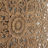 Balinese Hand Carved King Size Bed Headboard Reclaimed Wooden Panels Artwork Handmade Painted in Chiang Mai Thailand 72 Inches Siam Sawadee