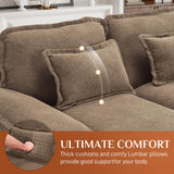 ONEMMLION U Shaped Cloud Couch Sectional Sofa, 124" Comfy Fluffy Chenille Brown Sectional Couches for Living Room with Double Chaise Lounge, Modern Modular Sofa with Central Console USB Port ONEMMLION