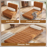 JASIWAY Convertible Chair Bed Sleeper for Adults, 3-in-1 Convertable Single Sofa Futon Chair for Small Spaces, Foldable Sleeping Chaise Lounge, Trifold, Armless, Corduroy (Caramel) JASIWAY