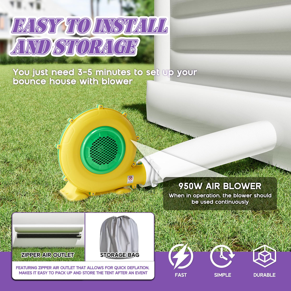 Albott 13.1x13.1x10 FT Commercial PVC Inflatable White Bounce House for Kids, Large White Castle Bounce House with 950W Blower & Higher Inflatable Wall for Wedding Birthday Party Albott