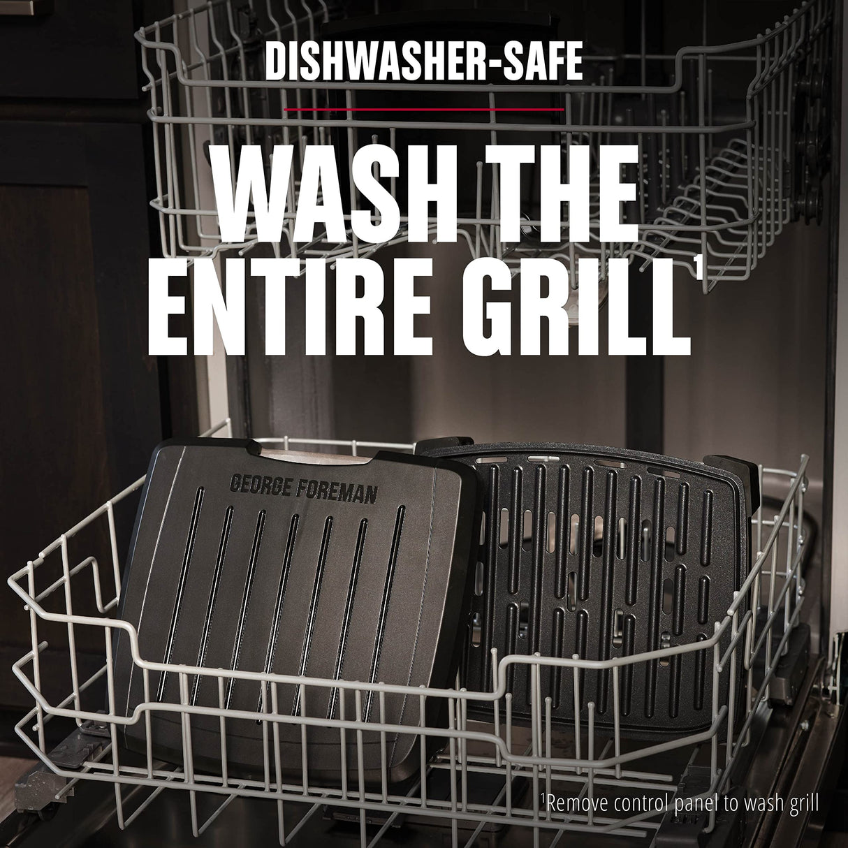 GEORGE FOREMAN® Contact Submersible™ Grill, 5-Serving Grill - Adjustable Temperature Control, Black Plates, Wash the entire grill George Foreman