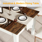 Tribesigns Dining Table for 4-6 People, 62-Inch Rectangular Kitchen Table with Solid Wood Legs, Modern Farmhouse Dinner Table for Dining Room, Kitchen, Living Room, Rustic Brown & Cream White Tribesigns