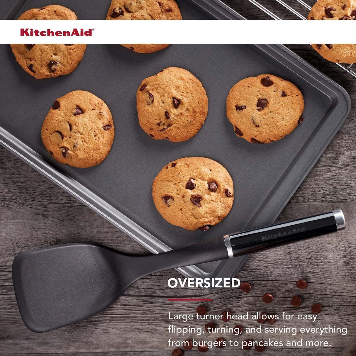 KitchenAid Classic Solid Turner, Black, 13.5x 3.3 Inch KitchenAid