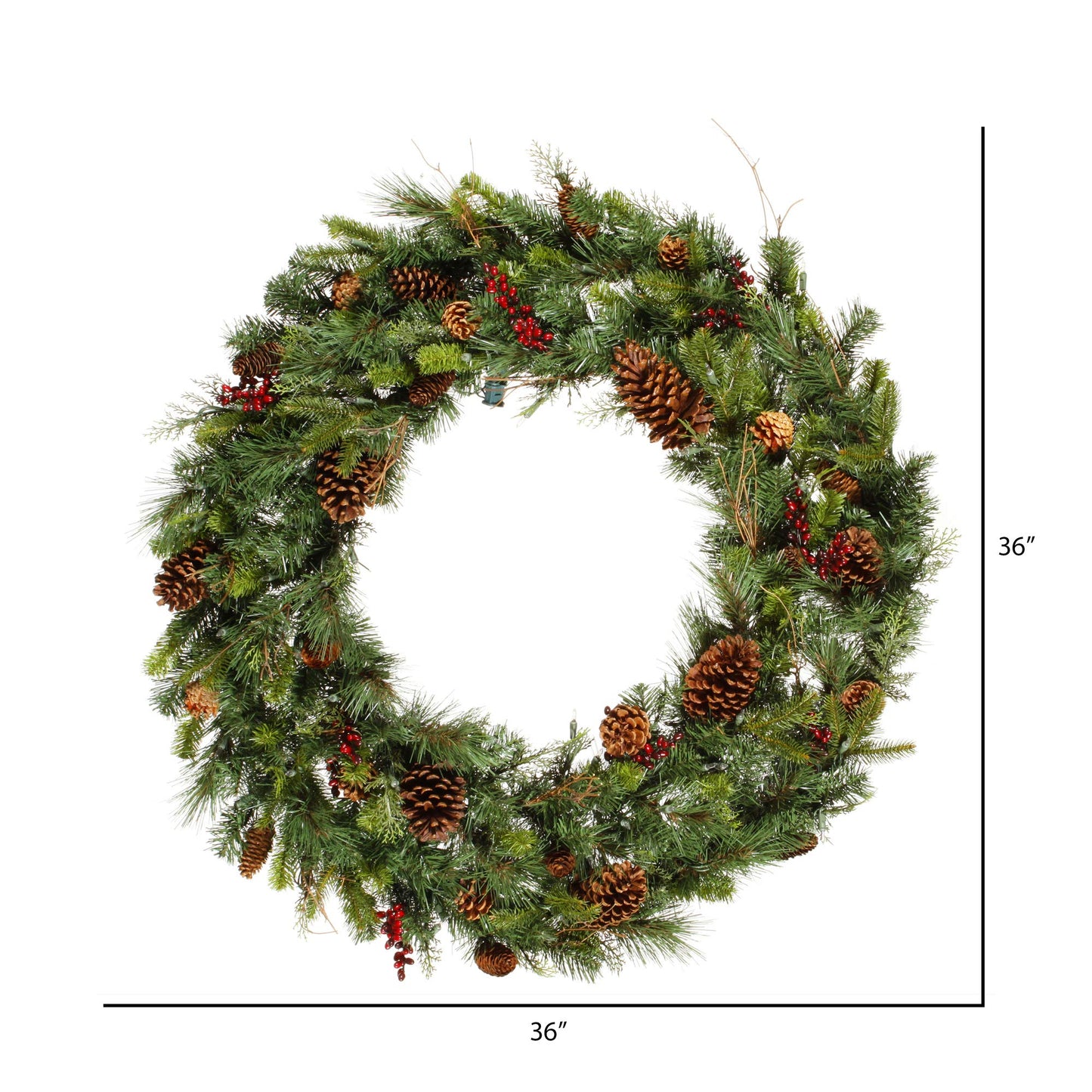 Vickerman 36" Cibola Mixed Berry Artificial Christmas Wreath, Unlit - Faux Mixed Berry Christmas Wreath - Indoor Seasonal Home Decor