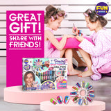 Kids Nail Kit for Girls Ages 7-12, FunKidz Ultimate 315Pcs Nail Polish Pens Combo Pack Size 17.91Wx12.4L Glitter Temporary Nail Supplies for Teens SPA Makeup Kit FUN KIDZ
