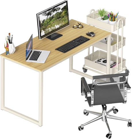 SHW Home Office 48-Inch Computer Desk, White/Oak SHW