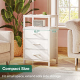 Huuger Nightstand with Charging Station, 27.6 Inch Side Table with Drawers, PU Leather Finish, End Table Bedside Table with USB Ports and Outlets, Night Stand for Bedroom, White Huuger