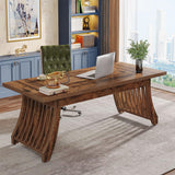 Tribesigns Home Office Executive Desk: 62 Inches Wood Computer Desk Office Table, Farmhouse Rustic Writing Study Desk with Solid Thickened Tabletop and Frame, Business Workstation Tribesigns