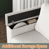 LIKIMIO Sofas Couches for Living Room, with Storage Wide Armrest, 80" Chenille 3 Deep Seater Couch, Skin-Friendly, Easy to Install(Beige) LIKIMIO