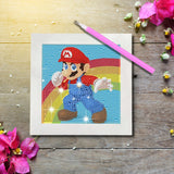 USACRAFT Cute Diamond Painting Kits Large 7x7 Natural Wooden Frame, Mosaic Kits, Sparkling Crystal Gems, Pen, Arts & Crafts Tray, Gum. Famous Characters.Art Painting Kit USACRAFT