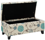 Christopher Knight Home Breanna Fabric Storage Ottoman, White And Blue Floral Christopher Knight Home