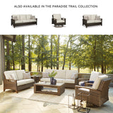 Signature Design by Ashley Paradise Trail Outdoor Loveseat with All Weather Cushions, Medium Brown Signature Design by Ashley