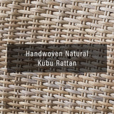 Crosley Furniture Edelyn Natural Rattan Dining Chairs Set of 2, Farmhouse Kitchen Accent Chair with Cushion, Kubu Rattan/Gray Crosley Furniture