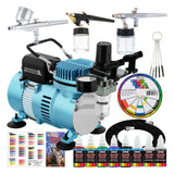 Master Airbrush Cool Runner II Dual Fan Airbrush System with Acrylic Paints, 3 Airbrushes, Guide - For Artists Master Airbrush