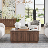 FORTUNETEC Lift Top Coffee Table with Storage, Mid Century Modern Coffee Table with Arched Design, 31.5" Square Tea Table with Wood Grain, Multifunctional Center Table for Living Room, Office, Walnut FORTUNETEC