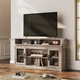 WLIVE TV Stand up to 65 Inch TV, 59" Entertainment Center with LED, Tall Farmhouse TV Media Console with Storage Cabinets for Living Room and Bedroom, Grey WLIVE