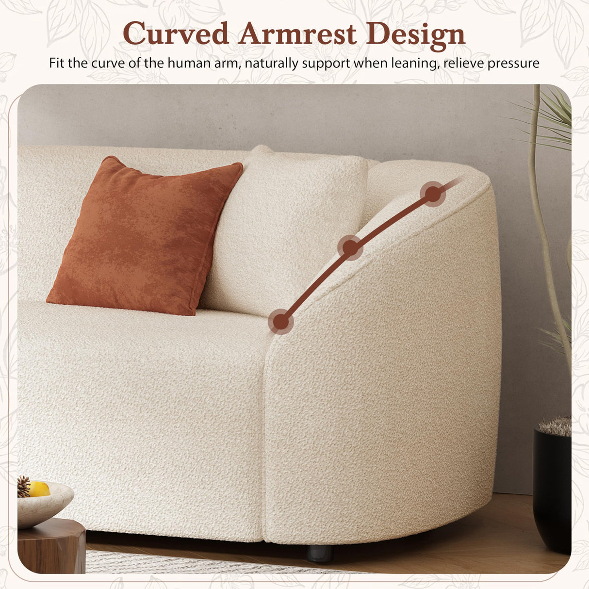 Christopher Knight Home Sabbo 87.50" Boucle Upholstered Couch, Oversized 2 Seater Sofa, Curved Soft Seating Lounge Sofa Chair, Cozy Loveseat with Armrest, Reading Sofa for Living Room Home Rest, Beige Christopher Knight Home