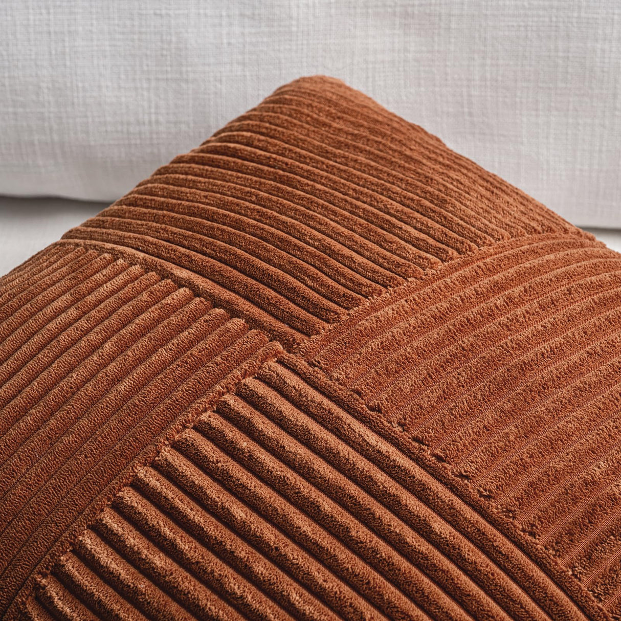 Fancy Homi 2 Packs Rust Boho Decorative Throw Pillow Covers 18x18 Inch for Couch Bed Sofa, Farmhouse Fall Home Decor, Soft Corss Corduroy Patchwork Textured Terracotta Accent Cushion Case 45x45 cm Fancy Homi