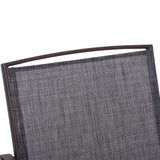 Outsunny Outdoor Glider Chairs with Coffee Table, Patio 2-Seat Rocking Chair Swing Loveseat with Breathable Sling for Backyard, Garden, and Porch, Gray Outsunny