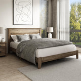 Galano Tiena Queen Bed Frame in Knotty Oak with Wooden Slat Support Galano