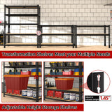 BuxWellBang Heavy Duty Metal Storage Shelves - 35.5" W x 11.8" D x 72" H 5 Tier Adjustable Garage Shelving Unit, Industrial Utility Rack Shelf for Warehouse, Pantry, Kitchen, Black BuxWellBang