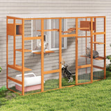 104" L Catio Outdoor Cat Enclosure Window, Wooden Walk-in Expandable Outdoor Large Cat Cattery for Multiple Kitties, Weatherpoof, Orange COZIVVOVV