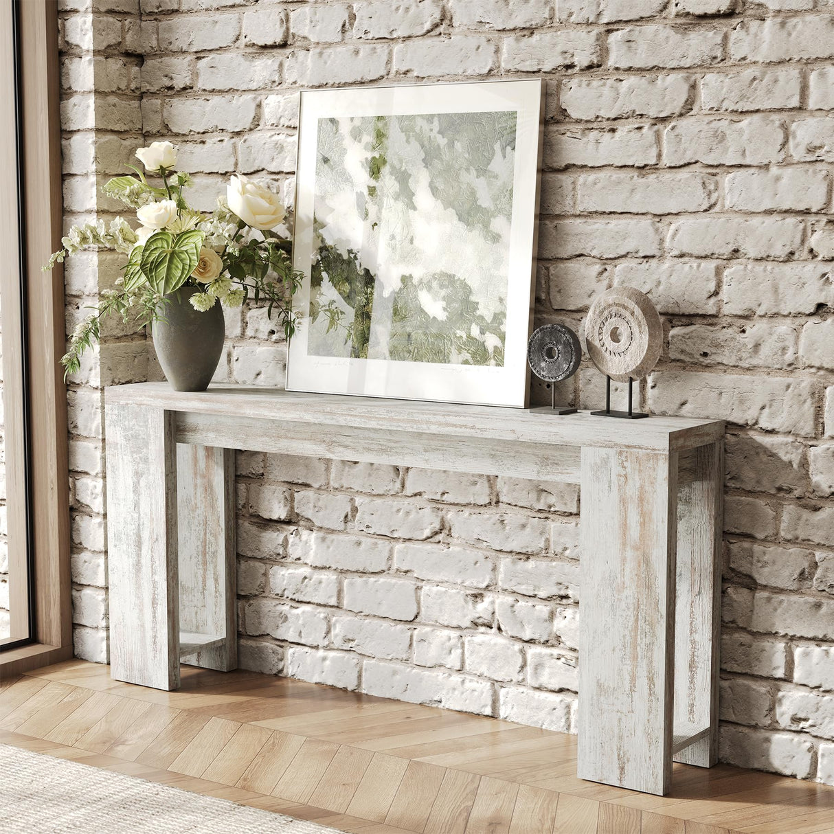 LITTLE TREE 70.9-Inch Entryway Table, Long Narrow Farmhouse Sofa Console Table for Living Room, Hallway LITTLE TREE