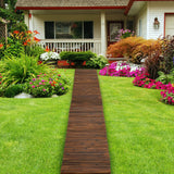 Spurgehom Wooden Garden Pathway 8FT Straight Outdoor Walkway Roll Out Cedar Garden Walkway Wood Patio Path Decor Lawn Pavers Boardwalk Beach Path for Wedding Party (Brown) Spurgehom