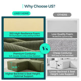 LINSY HOME Modular Sectional Sofa, 134" Boneless Couch L Shaped 4-Seat Sofa with Movable Ottoman, Corduroy Sectional Cloud Couches for Living Room, No Assembly Required, Green LINSY HOME