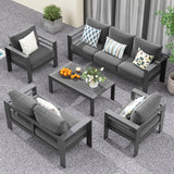 Solaste Aluminum Patio Furniture Set,7 Seats Modern Outdoor Conversation Set Metal Patio Furniture Set Sectional Sofa with Upgrade Cushion and Coffee Table,Dark Grey Solaste