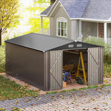 Goplus 10 x 14 FT Outdoor Storage Shed, Large Garden Tool House w/Improved Windproof Metal Structure, 4 Vents, Lockable Door, Waterproof Utility Tool Organizer for Backyard, Lawn, Patio Goplus