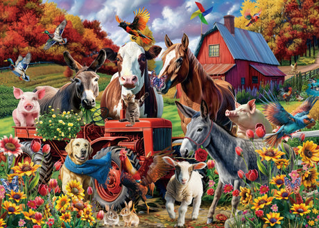Funny Farm Puzzle Fall Puzzles 1000 Pieces for Adults, Autumn Animal Jigsaw Puzzles Dog, Fantasy Colorful Jigsaw Puzzle Family Collage Puzzles for Challenging BBOLDIN
