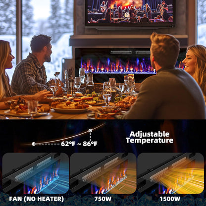 72" Electric Fireplace in-Wall Recessed,1500W Ultra-Thin Wall Mounted Fireplace Heater, Multicolor Flame Low Noise Timer Touch Screen &Remote Control