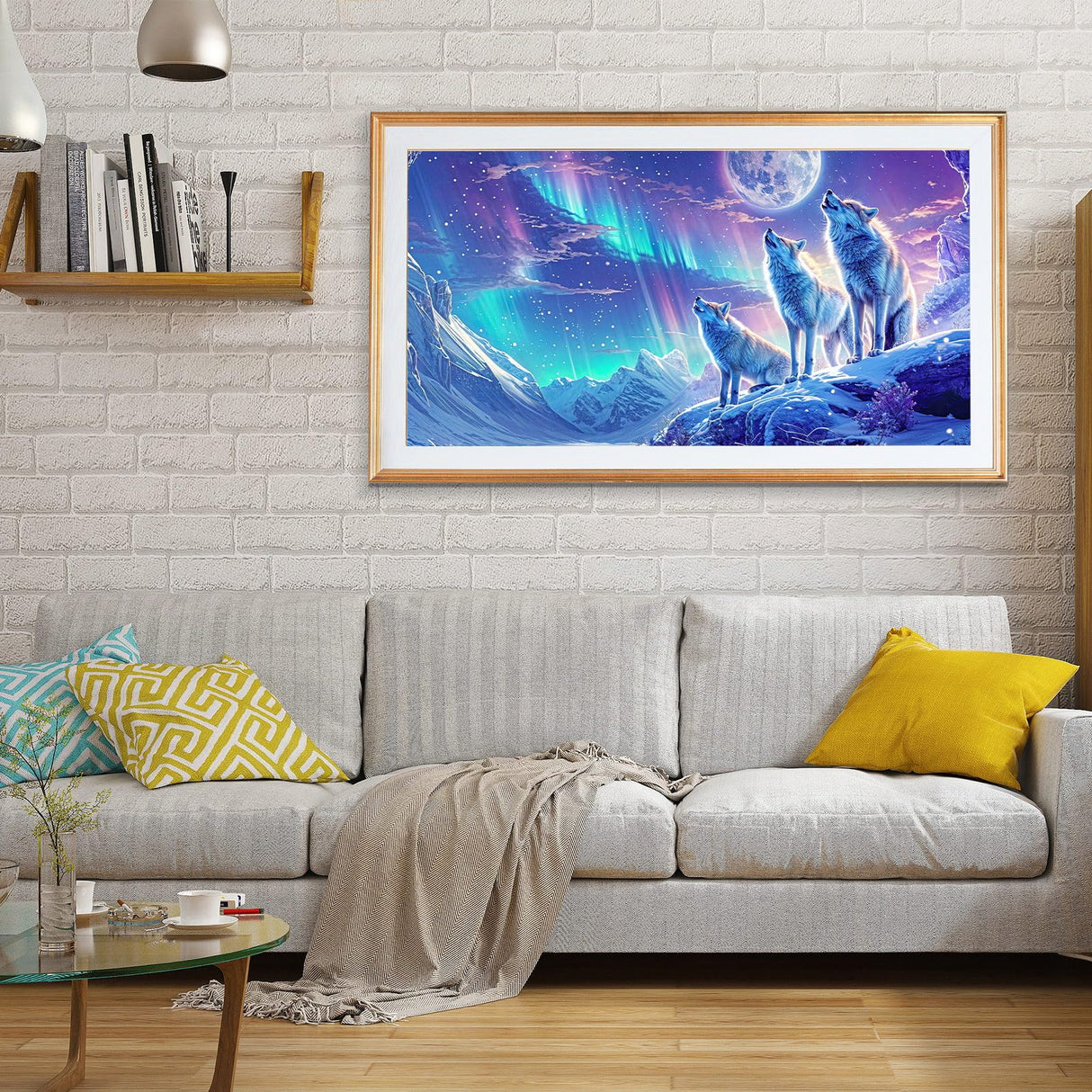 JOOZ Large Diamond Painting Kits for Adults DIY 5D Wolf Diamond Art Kits for Adults Full Drill Aurora Diamond Art Kits Moon Gem Painting Kits for Gift Home Wall Decor 27.5x15.7 Inch JOOZ