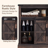 OKD Bathroom Floor Cabinet, Farmhouse Storage Cabinet with Sliding Barn Door & Storage Drawers, Small Storage Cabinet for Bathroom, Kitchen, Living Room, Dark Rustic Oak OKD