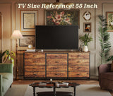 Huuger 63 Inch Long Dresser for Bedroom, TV Stand for 65, 70 Inch TV, 12 Drawer Dresser for Closet, Chest of Drawers, Large Fabric Drawers for Bedroom, Media Console, Rustic Brown Huuger