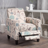 Christopher Knight Home Dufour White and Blue Floral Fabric Recliner 26.75D x 34W x 36.25H in Christopher Knight Home
