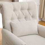 choairy Pushback Recliner Chair, Accent Push Back Chair Set of 2 with Adjustable Footrest Wingback, Upholstered Linen Reclining Sofa with Side Pocket, Comfy Modern Armchair for Living Room, Khaki choairy