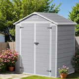 Flamaker 6 x 4 FT Outdoor Storage Shed, Garden Resin Shed with Floor, Plastic Tool Shed with Lockable Door for Backyard Patio Lawn Pool Flamaker